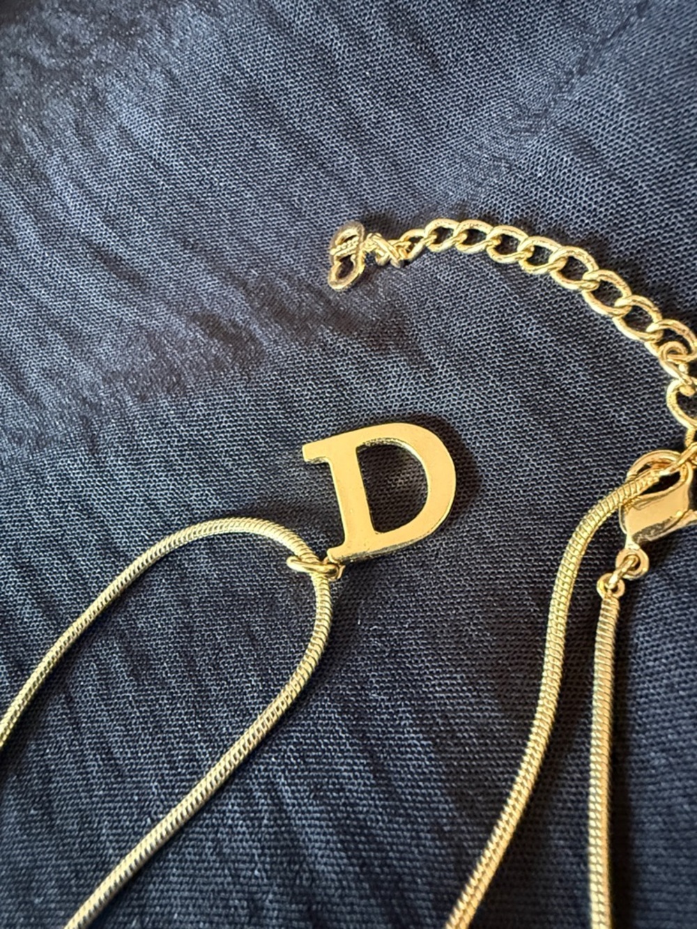 Dior Gold D Logo Snake Chain Necklace EUC - Picture 7 of 10
